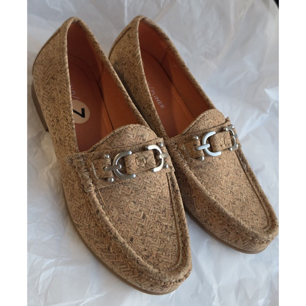 Donald Pliner Cork Print Horsebit Loafers Women's Size 7M Slip On Flats